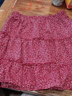 ALELLY  Girls Tiered Red Printed  Casual Summer Skirt